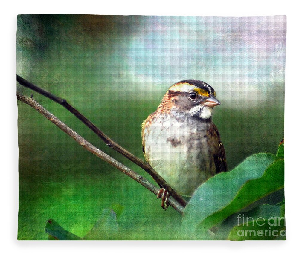 White-throated Sparrow Fleece Blanket featuring the photograph White-throated Sparrow by Kerri Farley