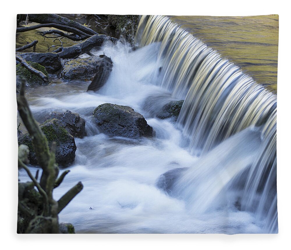 River Clwyd Fleece Blanket featuring the photograph White Water by Spikey Mouse Photography