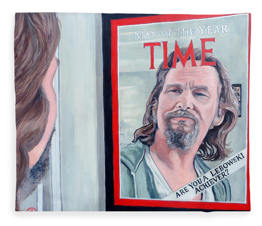 The Dude Fleece Blanket featuring the painting Who Is This Guy by Tom Roderick