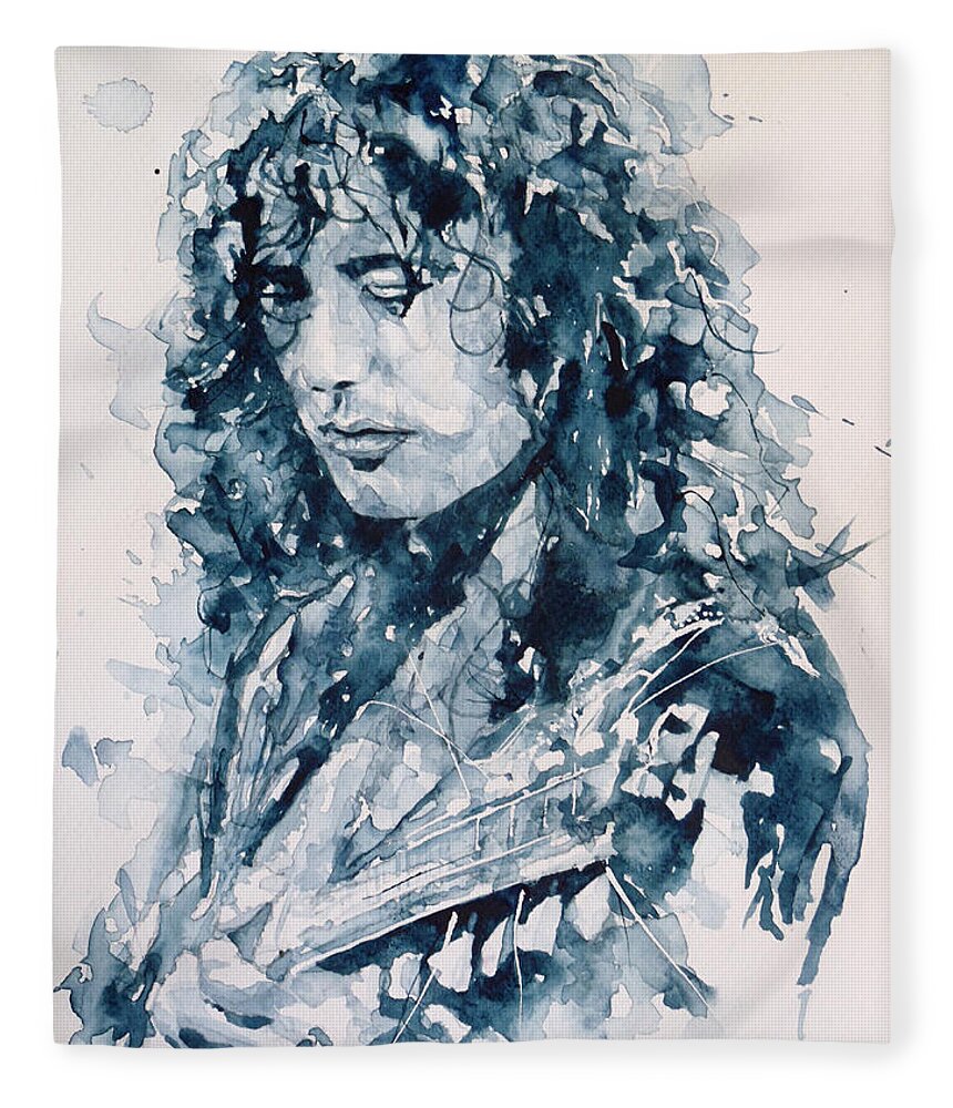 Led Zeppelin Fleece Blanket featuring the painting Whole Lotta Love Jimmy Page by Paul Lovering