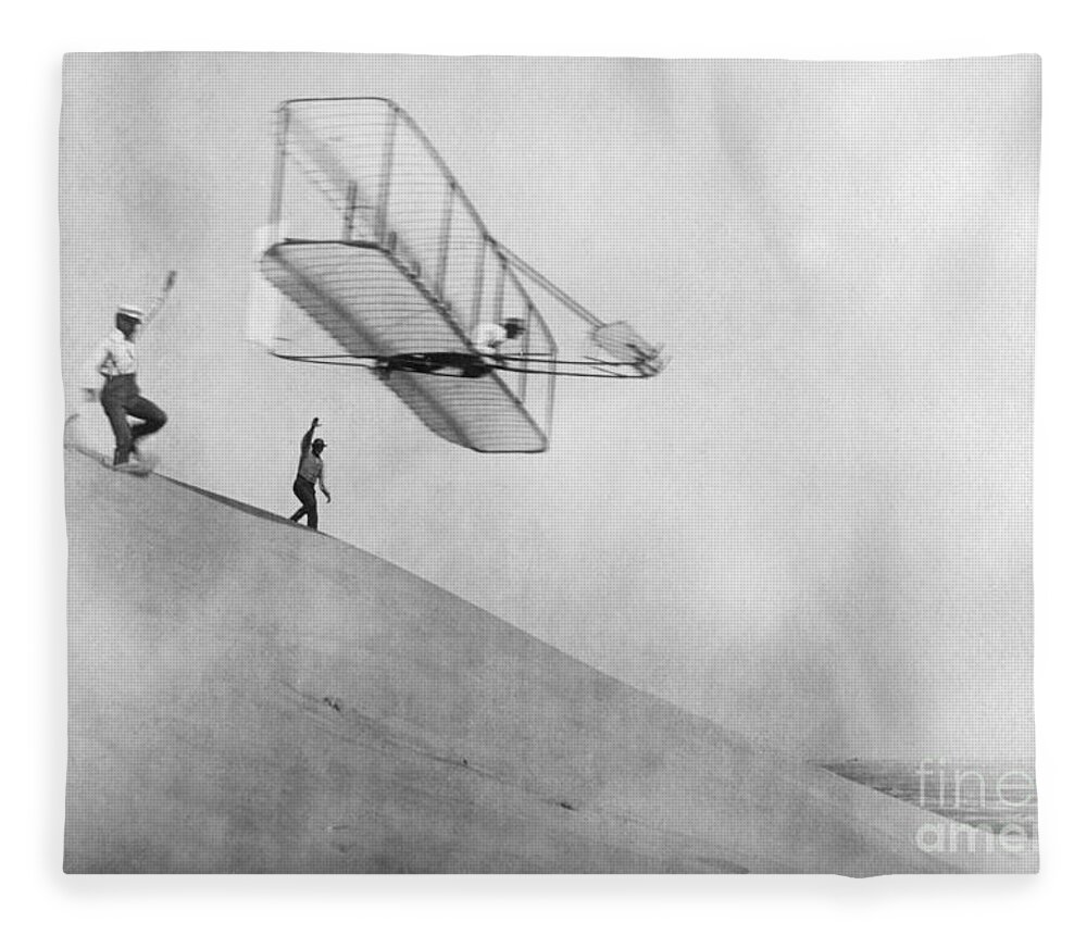 History Fleece Blanket featuring the photograph Wilbur Wright Pilots Early Glider 1901 by Science Source