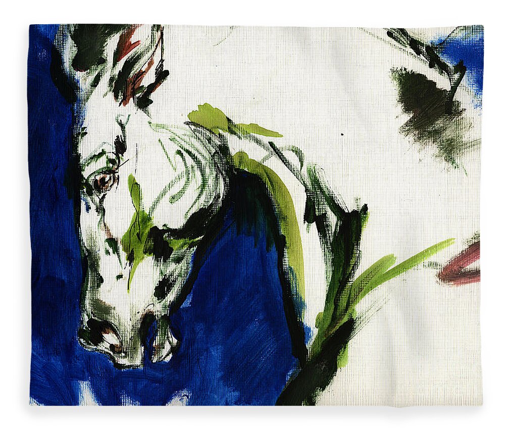 Horse Artwork Fleece Blanket featuring the painting Wild Horse by Ang El
