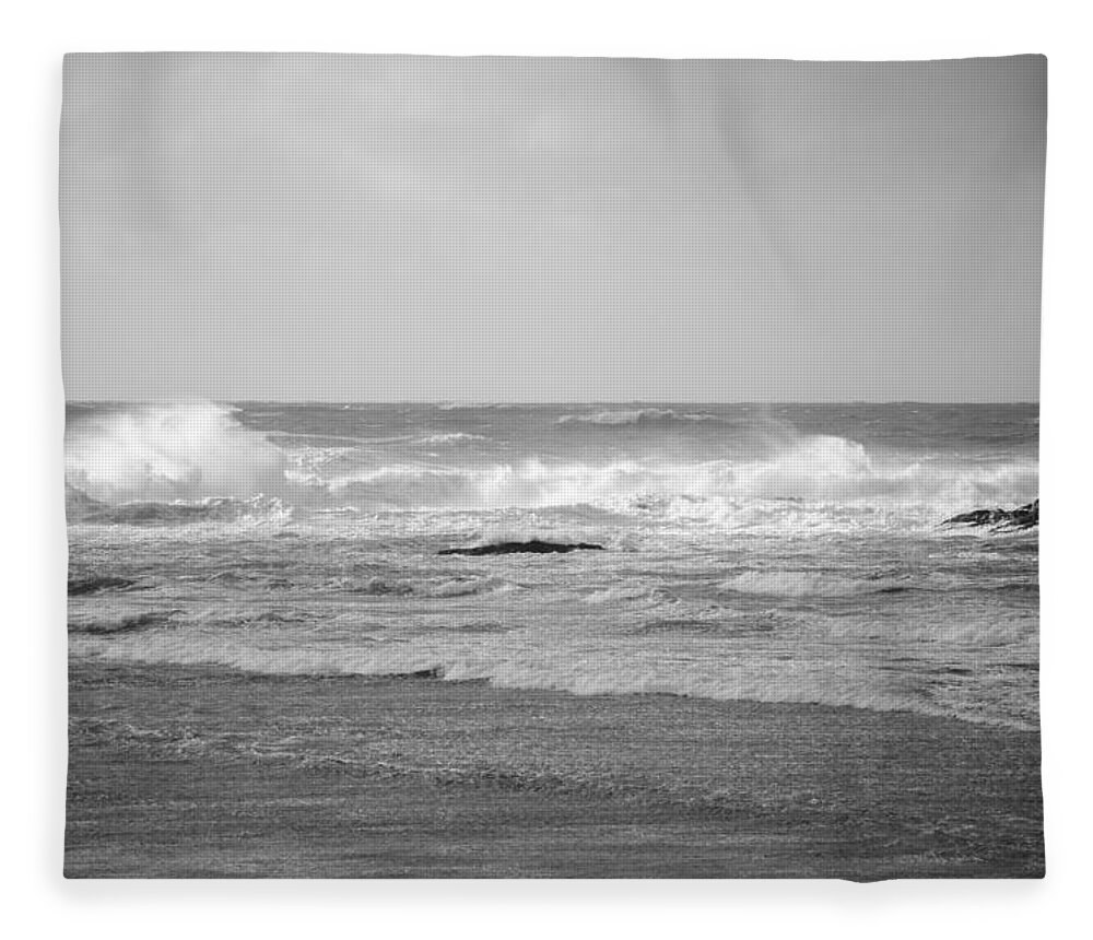 Beach Fleece Blanket featuring the photograph Wind Blown Waves Tofino by Roxy Hurtubise