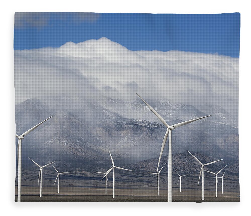 Kevin Schafer Fleece Blanket featuring the photograph Wind Turbines Schell Creek Range Nevada by Kevin Schafer
