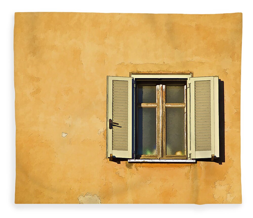 Window Fleece Blanket featuring the photograph Window of Rome by David Letts