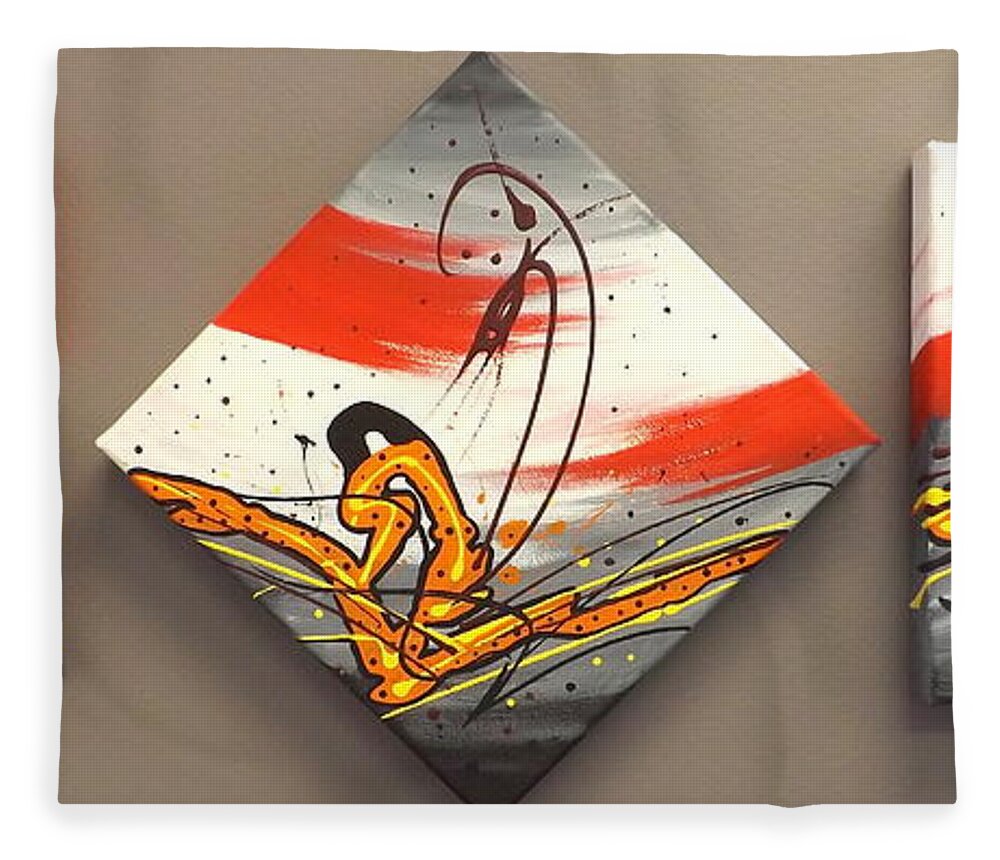 Windsurfer Fleece Blanket featuring the painting Windsurfer Triptych by Darren Robinson