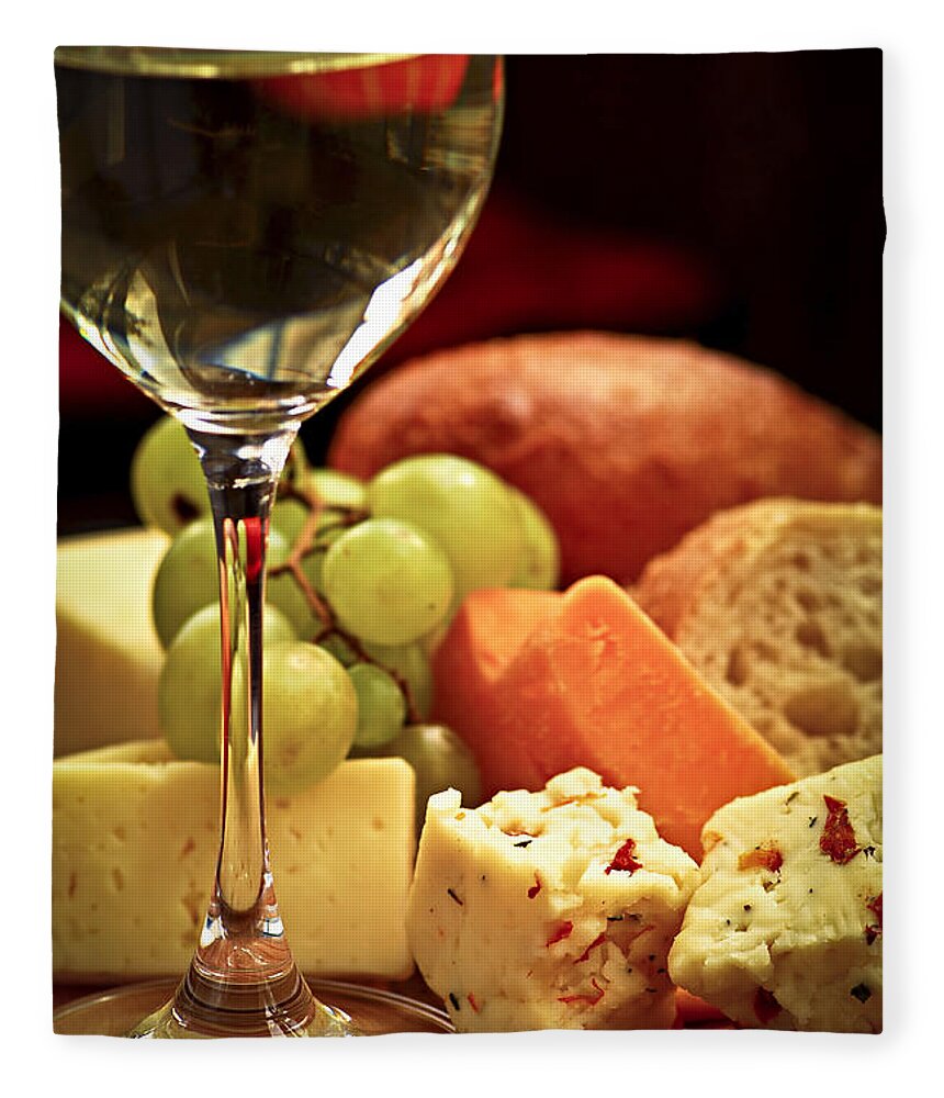 Cheese Fleece Blanket featuring the photograph Wine and cheese 3 by Elena Elisseeva