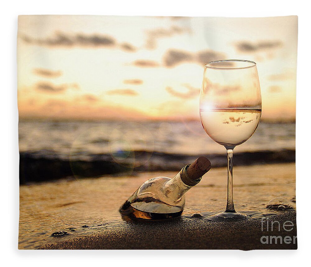 Sunset Fleece Blanket featuring the photograph Wine and Sunset by Jon Neidert