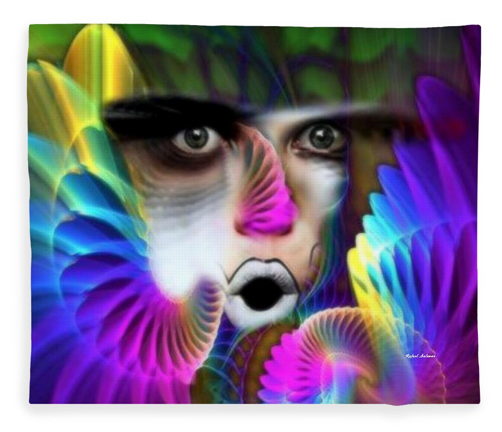 Conceptual Fleece Blanket featuring the painting WIngs by Rafael Salazar