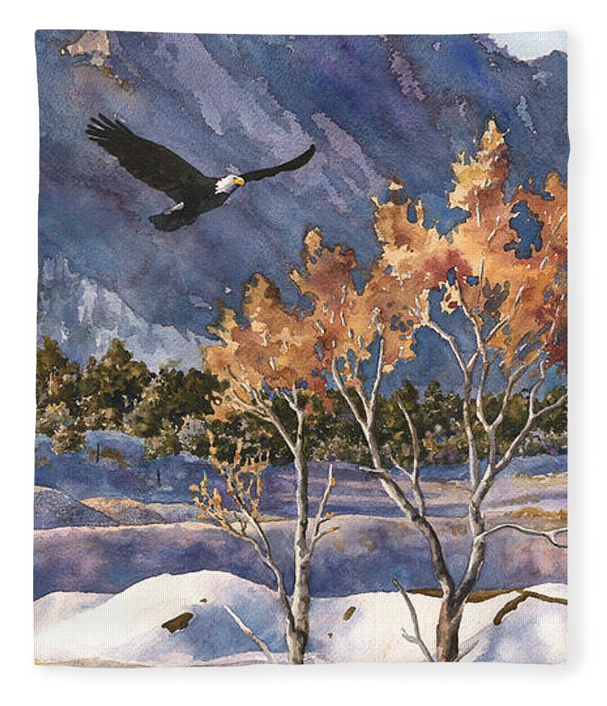 Colorado Rocky Mountain Painting Fleece Blanket featuring the painting Winter Drift by Anne Gifford
