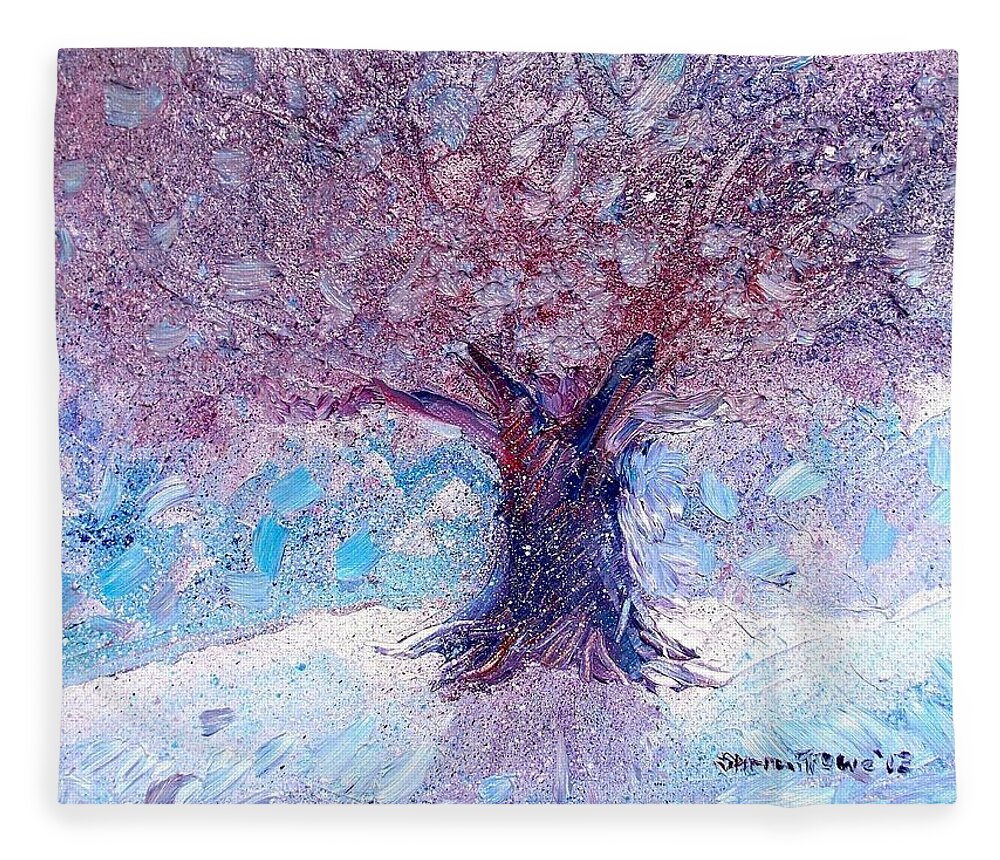 Winter Fleece Blanket featuring the painting Winter Solstice by Shana Rowe Jackson