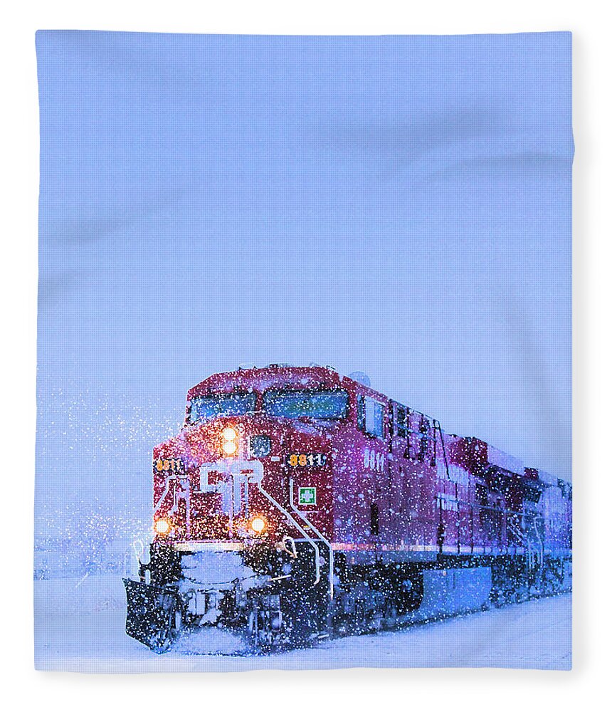 Train Fleece Blanket featuring the photograph Winter Train 8811 by Theresa Tahara