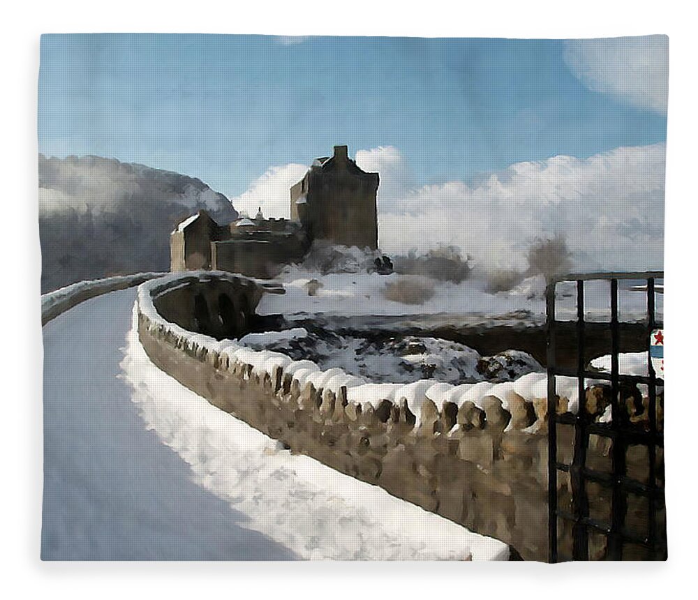 Winter Fleece Blanket featuring the painting Winter Wonder Walkway by Bruce Nutting