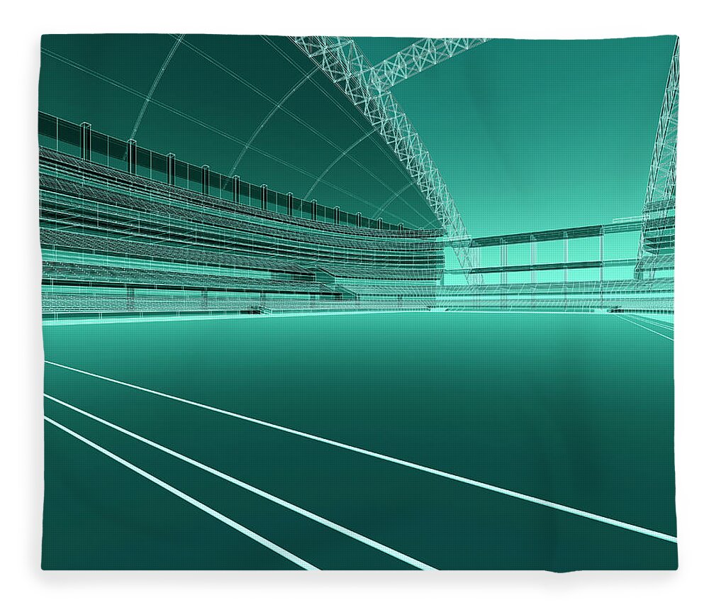 Ceiling Fleece Blanket featuring the digital art Wireframe Sports Stadium by Mmdi