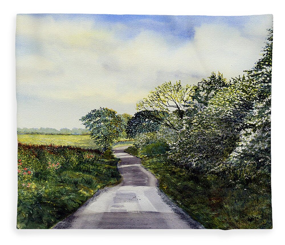 Watercolour Fleece Blanket featuring the painting Woldgate - Late Spring by Glenn Marshall