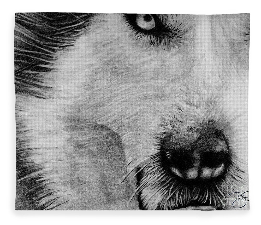 Wolf Fleece Blanket featuring the drawing Wolf by Bill Richards