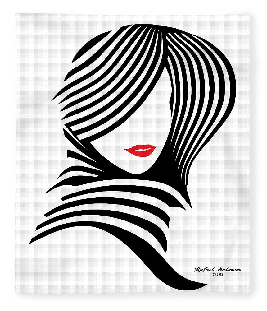 Black And White Fleece Blanket featuring the digital art Woman Chic in Black and White by Rafael Salazar