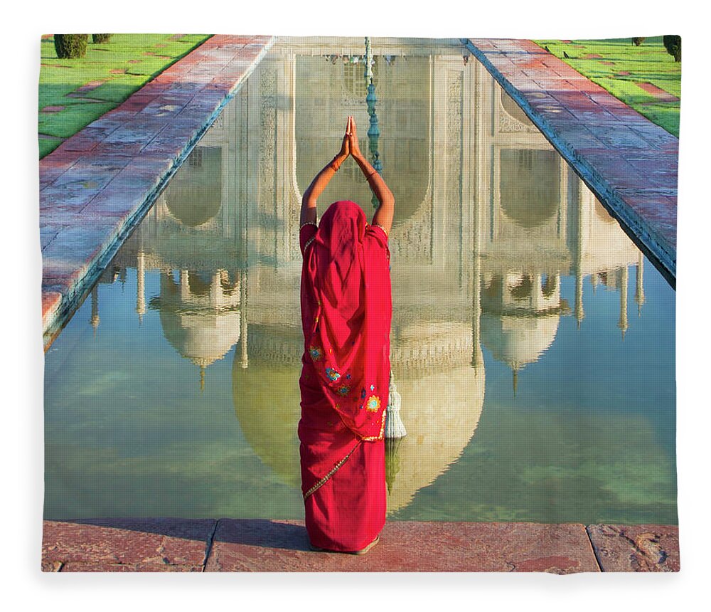 Arch Fleece Blanket featuring the photograph Woman Prating Tomb by Grant Faint