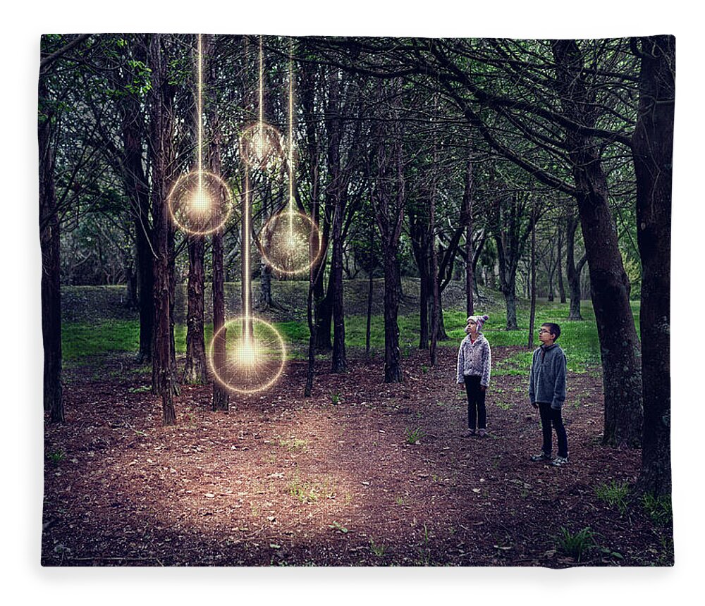 Asian And Indian Ethnicities Fleece Blanket featuring the photograph Woodland Lights by Donald Iain Smith