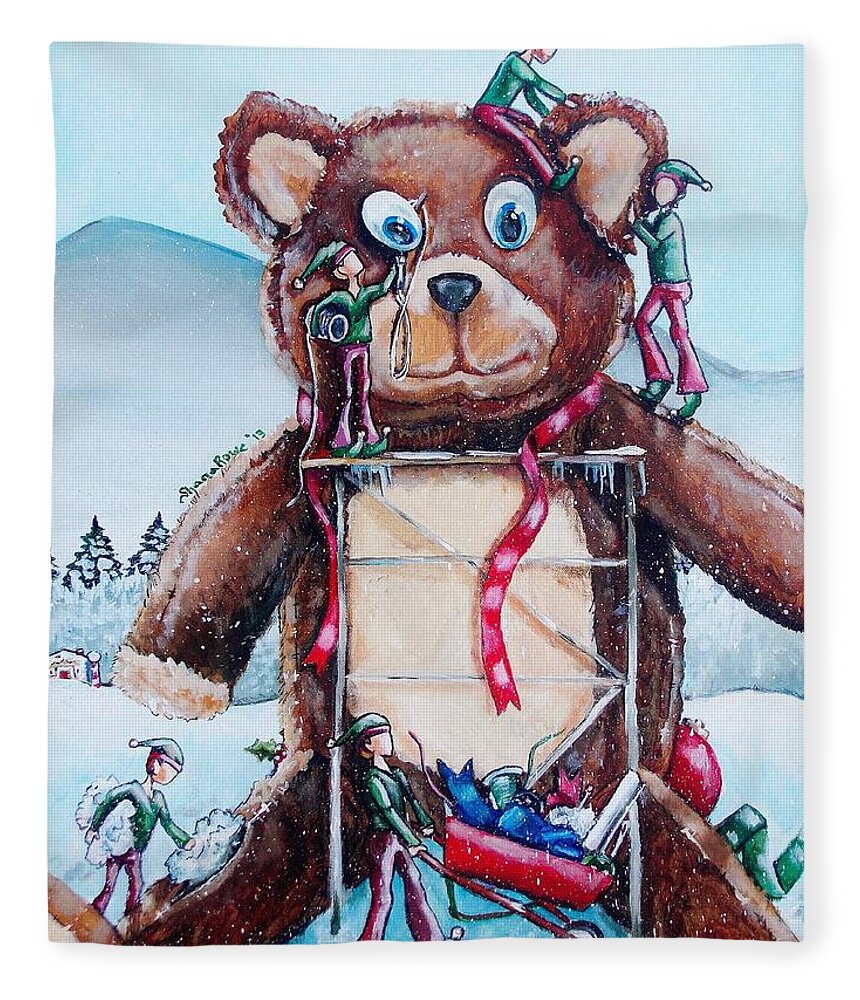 Christmas Fleece Blanket featuring the painting Working Overtime by Shana Rowe Jackson