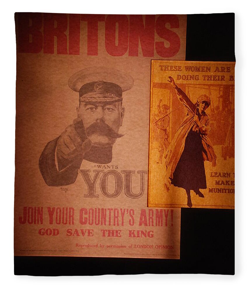 Wwi Fleece Blanket featuring the photograph WW1 Recruitment Posters by Kenny Glover