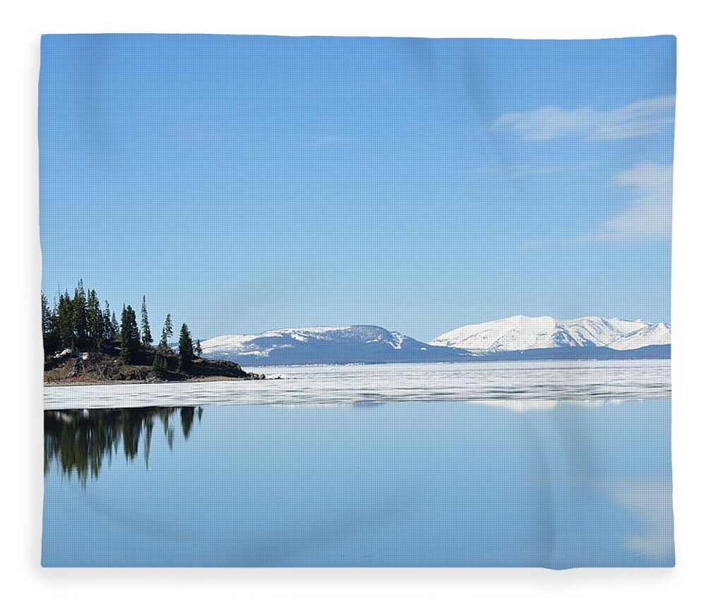 Lake Fleece Blanket featuring the photograph Yellowstone Lake in the Spring by Frank Madia