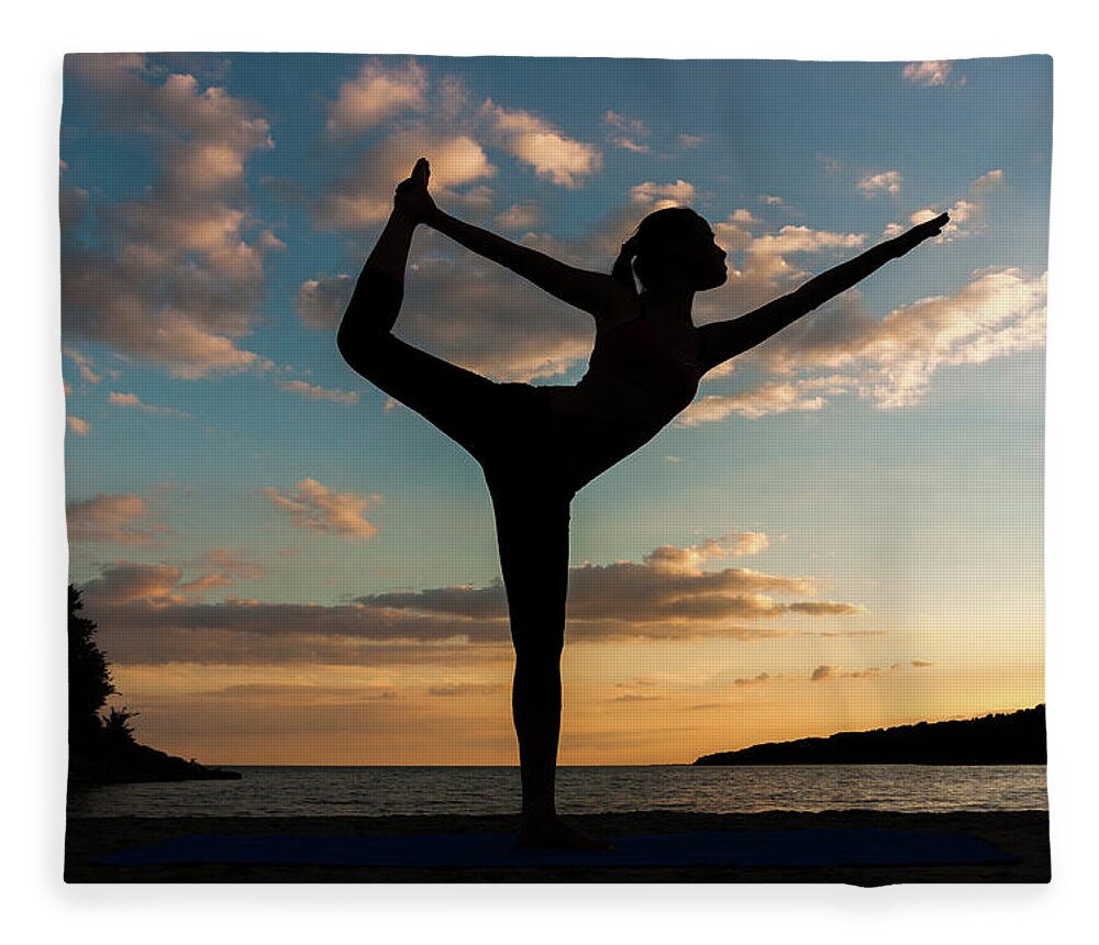 Adolescence Fleece Blanket featuring the photograph Yoga At Sunset by Kurt Budiarto Photography