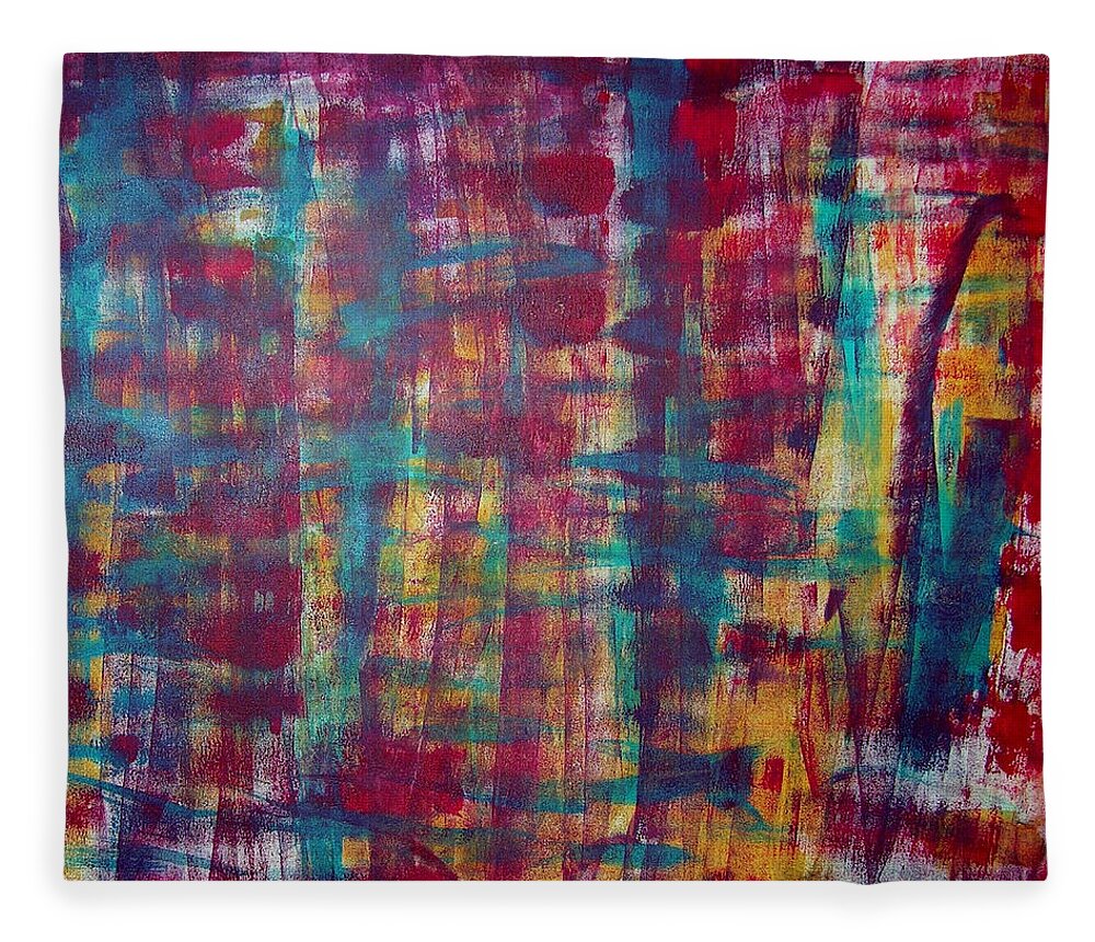 Abstract Painting Fleece Blanket featuring the painting Z2 by KUNST MIT HERZ Art with heart