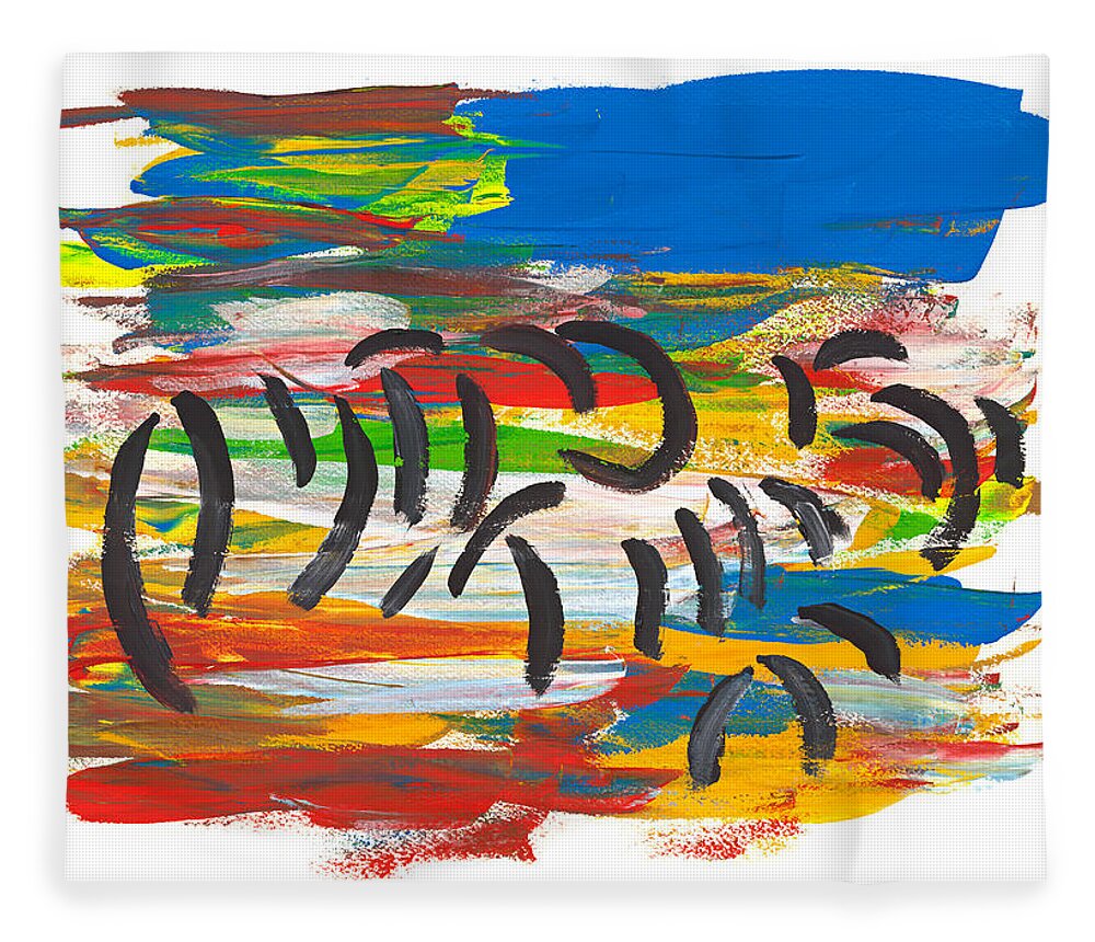 Contemporary Fleece Blanket featuring the painting Zafari by Bjorn Sjogren