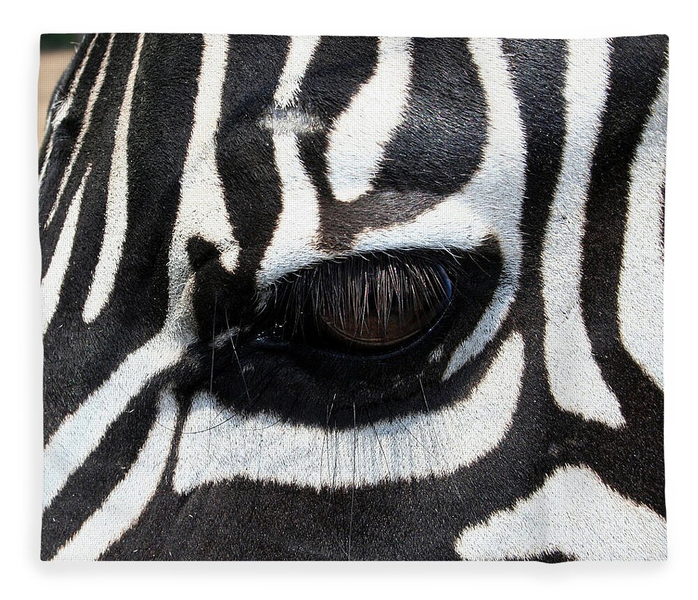 Zebra Fleece Blanket featuring the photograph Zebra Eye by Linda Sannuti