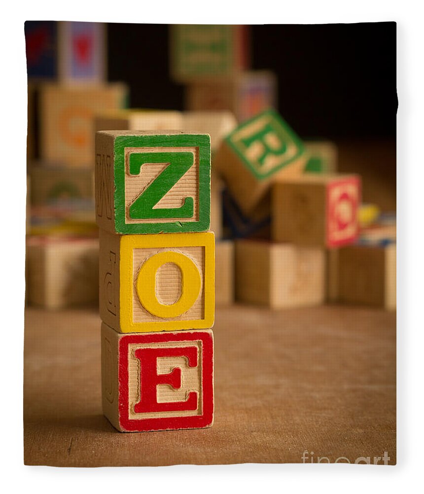 Alphabet Fleece Blanket featuring the photograph ZOE - Alphabet Blocks by Edward Fielding