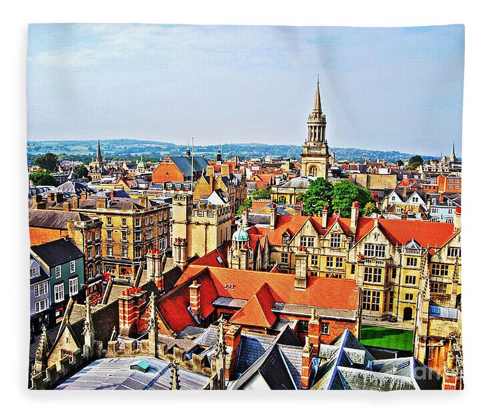 Yhun Suarez Fleece Blanket featuring the photograph Oxford Cityscape by Yhun Suarez