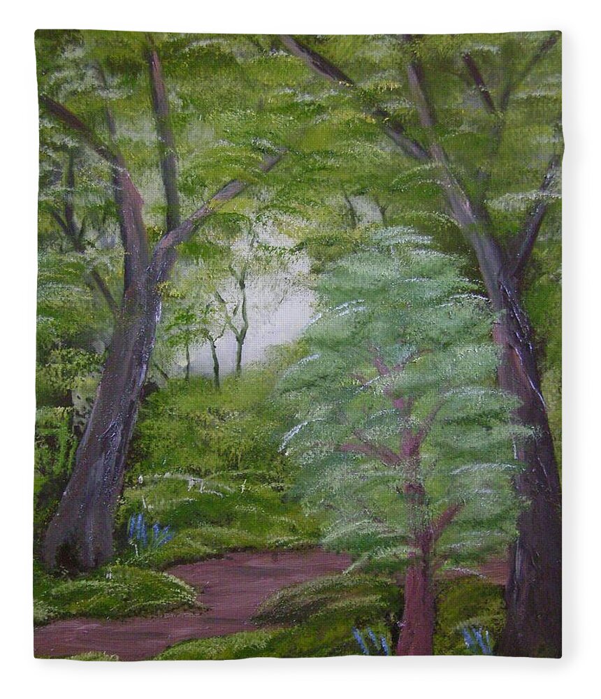 Landscape Fleece Blanket featuring the painting Summer Morning by Charles and Melisa Morrison