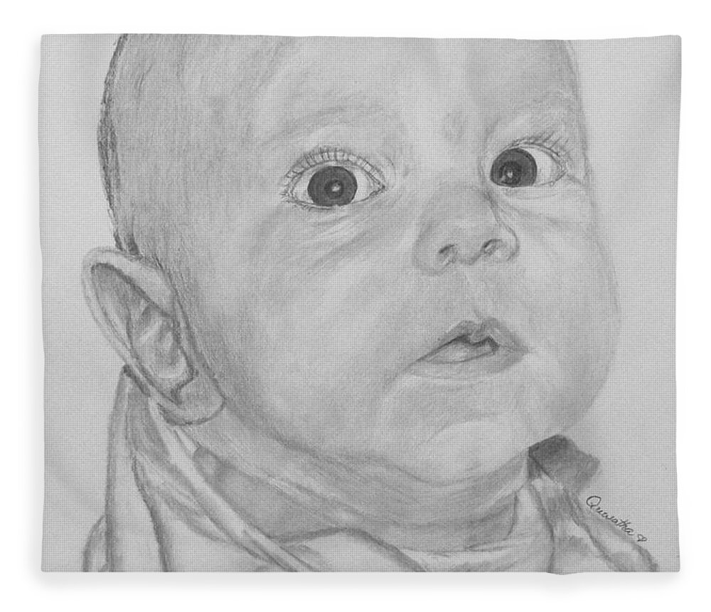 Baby Fleece Blanket featuring the drawing Teagan #1 by Quwatha Valentine
