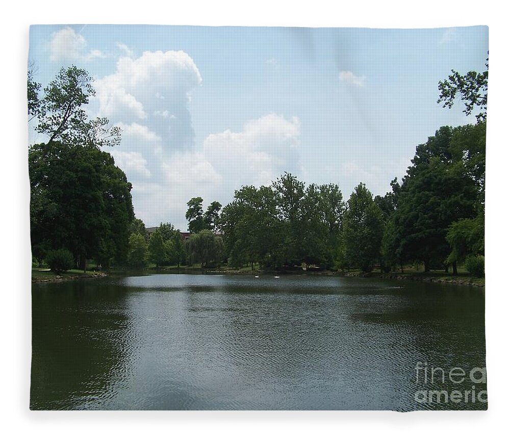 Lake Fleece Blanket featuring the photograph Yoctangee Park Lake #1 by Charles Robinson