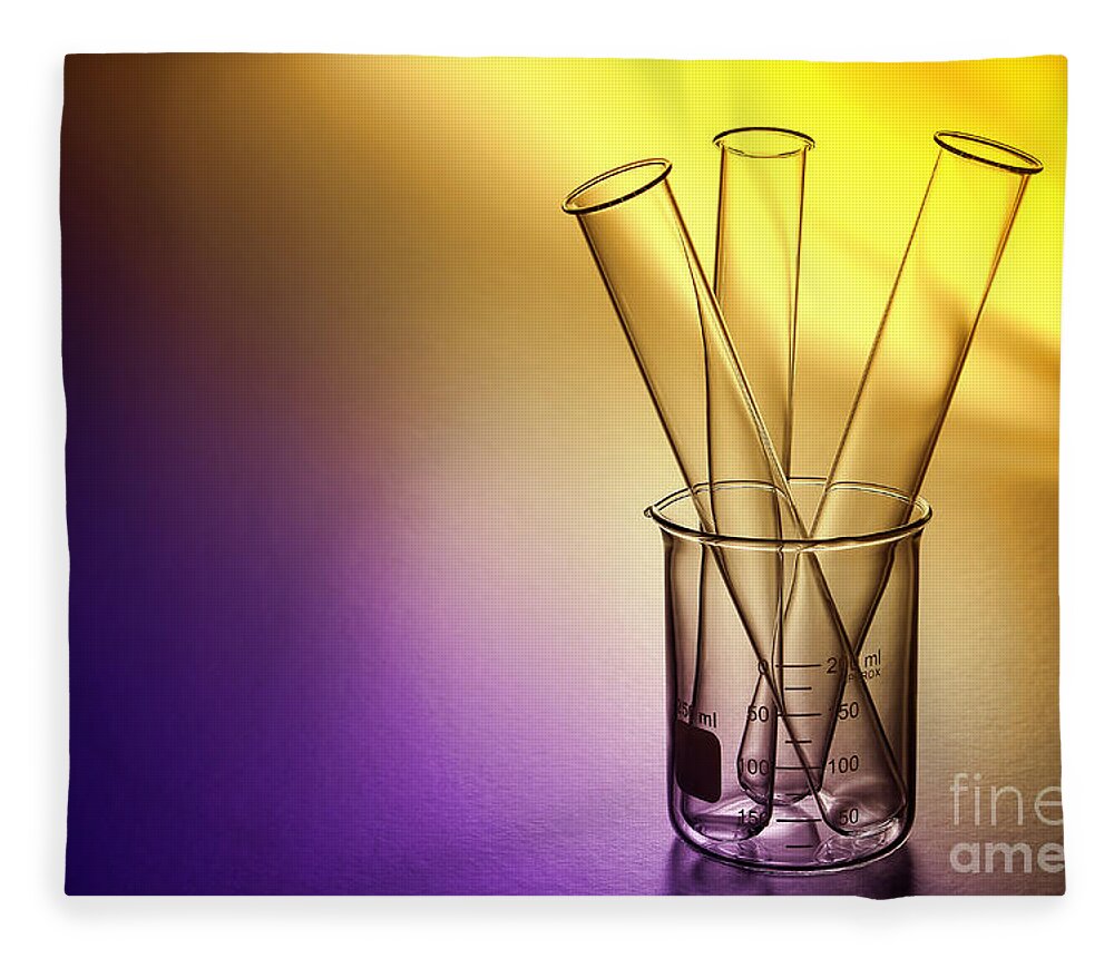 Test Fleece Blanket featuring the photograph Laboratory Test Tubes in Science Research Lab #14 by Science Research Lab