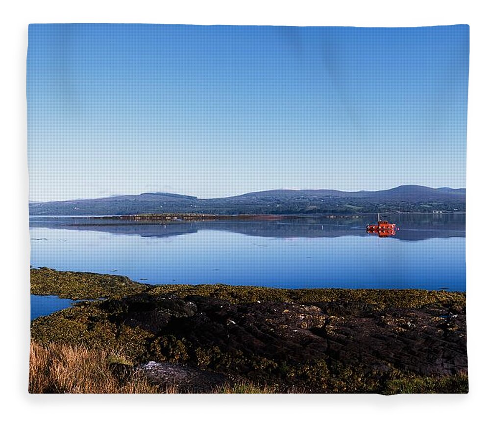 Blue Sky Fleece Blanket featuring the photograph Kenmare Bay, Dunkerron Islands, Co #3 by The Irish Image Collection 