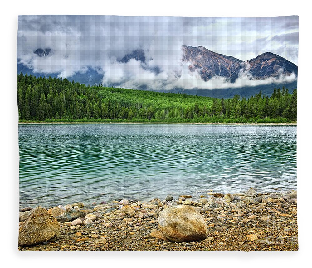 Lake Fleece Blanket featuring the photograph Mountain lake in Jasper National Park 4 by Elena Elisseeva