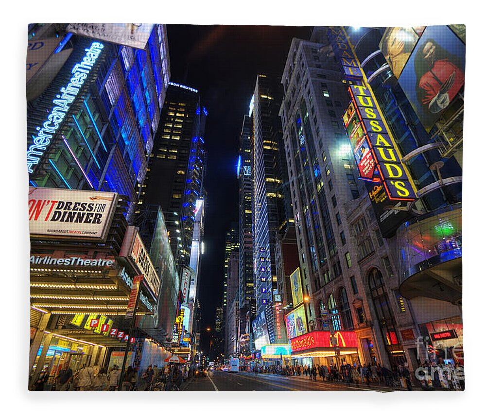 Art Fleece Blanket featuring the photograph 42nd Street - NYC by Yhun Suarez