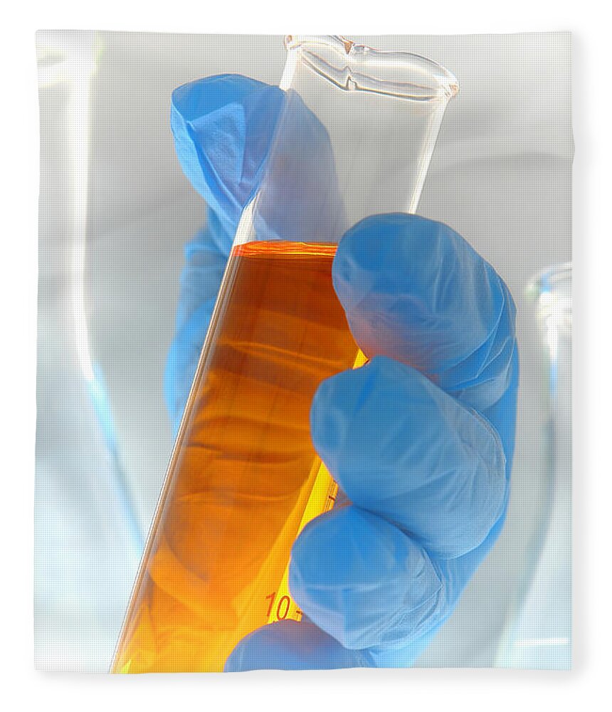 Cylinder Fleece Blanket featuring the photograph Scientific Experiment in Science Research Lab #9 by Science Research Lab