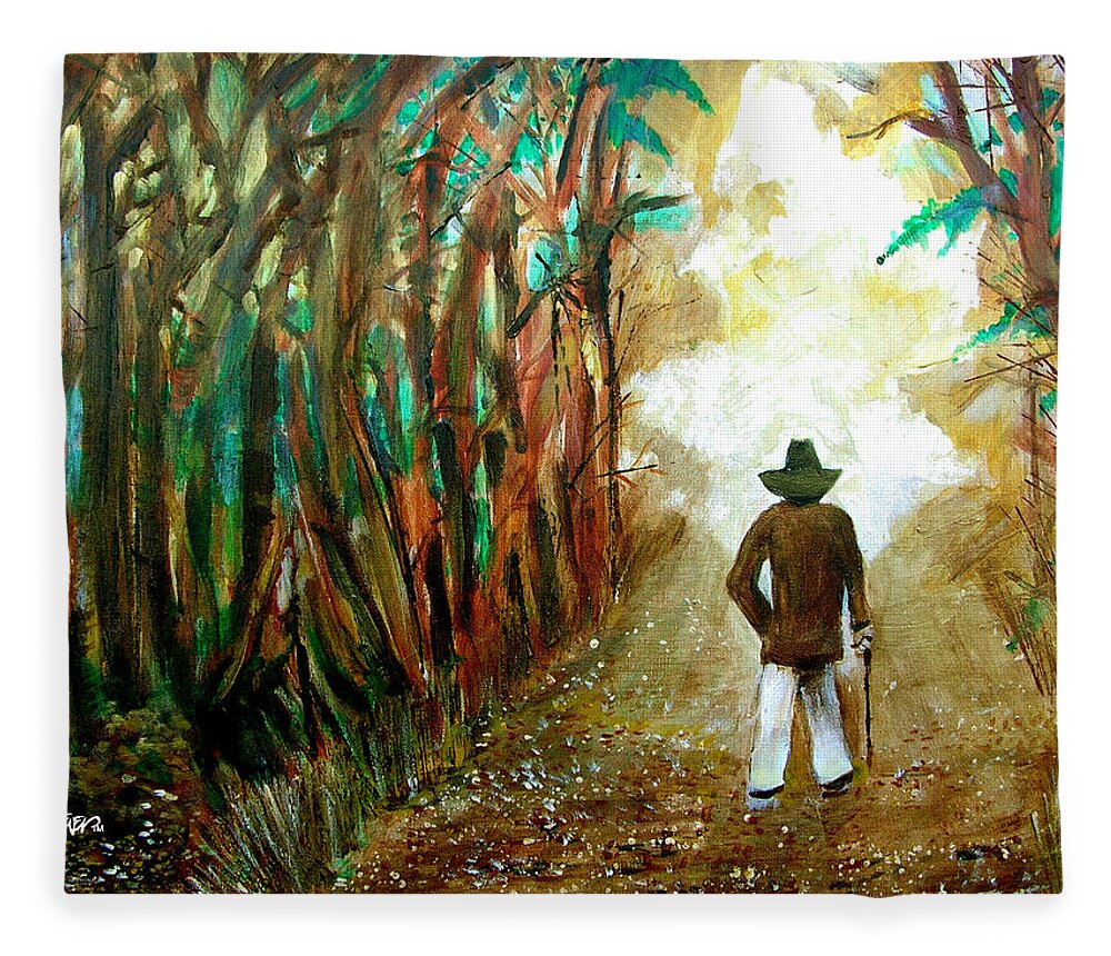 A Fall Walk In The Woods Fleece Blanket featuring the painting A Fall Walk in the Woods by Seth Weaver