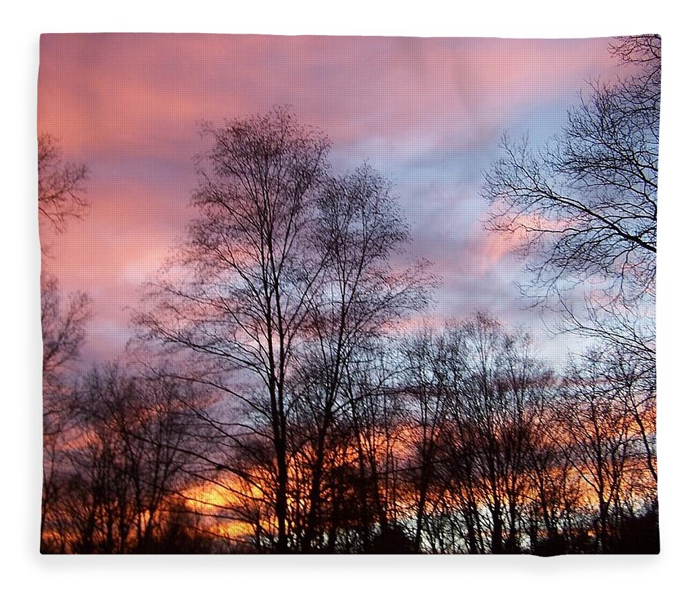 Fiery Fleece Blanket featuring the photograph A Fiery Sundown by Kim Galluzzo