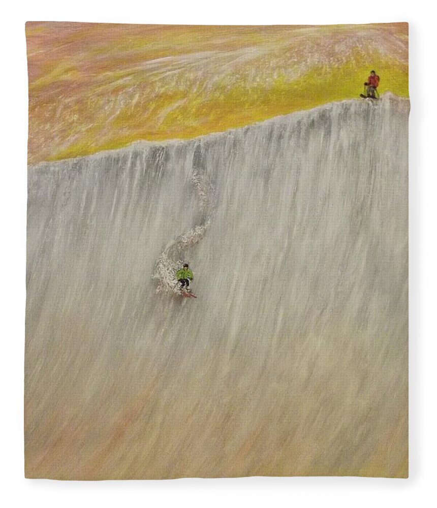Ski Fleece Blanket featuring the painting A Pair Beats A Full House by Michael Cuozzo