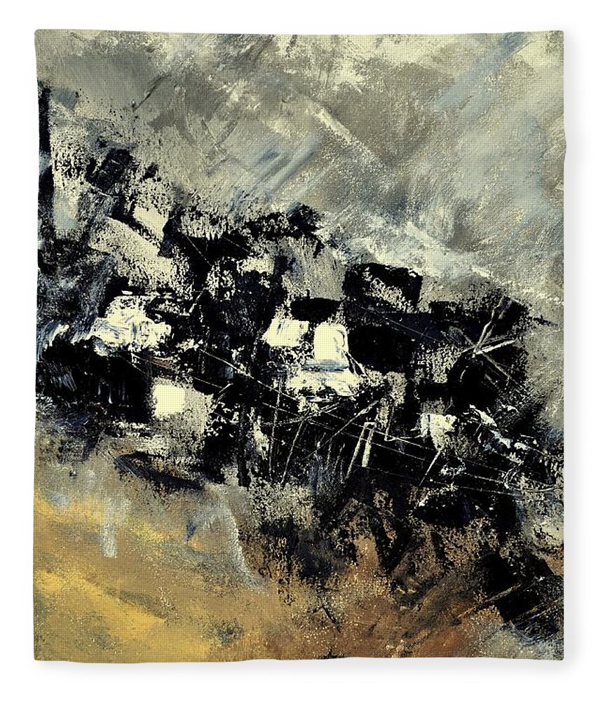 Abstract Fleece Blanket featuring the painting Abstract 69211120 by Pol Ledent