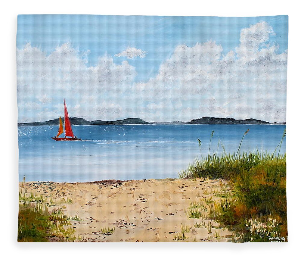 Amelia Fleece Blanket featuring the painting Amelia River by Larry Whitler