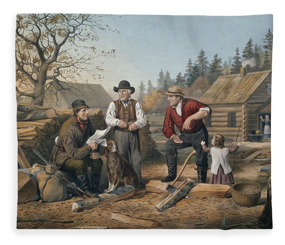 Arguing The Point Fleece Blanket featuring the painting Arguing the Point by Currier and Ives