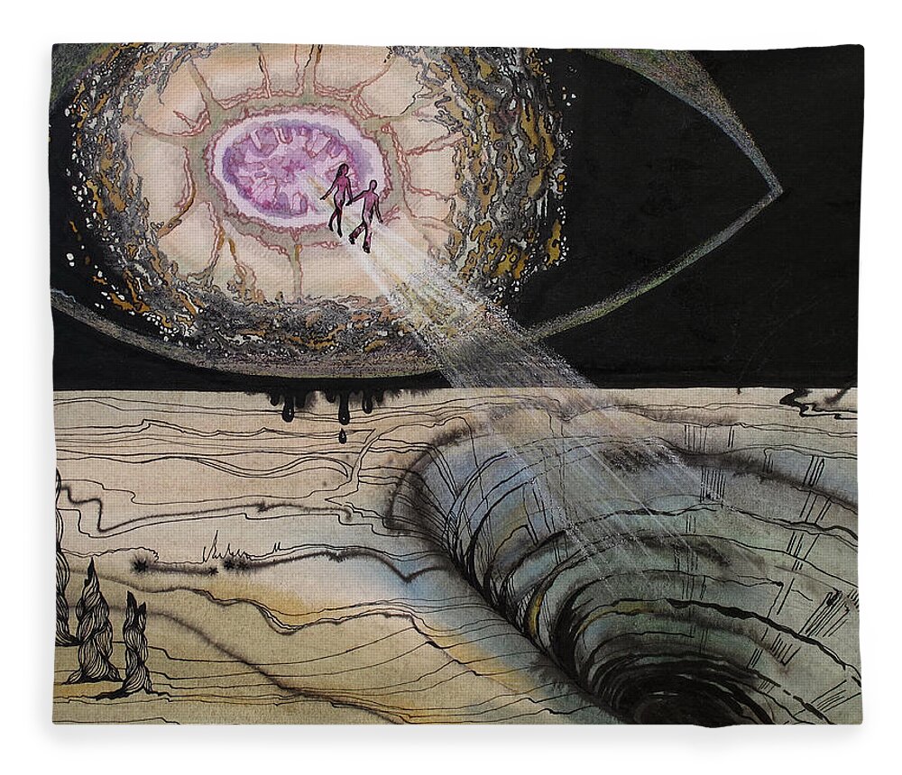 Landscape Fleece Blanket featuring the painting Asteroid by Valentina Plishchina
