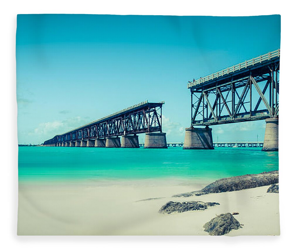 Atlantic Fleece Blanket featuring the photograph Bahia Hondas Railroad Bridge by Hannes Cmarits