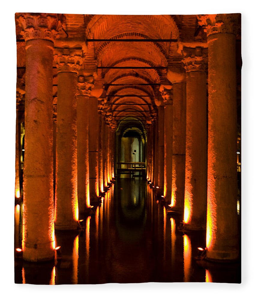 Basilica Cistern Photo Fleece Blanket featuring the photograph Basilica Cistern by Leslie Leda