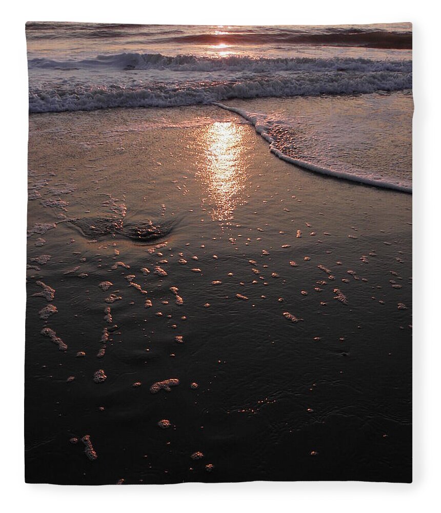 Beach Fleece Blanket featuring the photograph Beach And Wave Refections by Kim Galluzzo